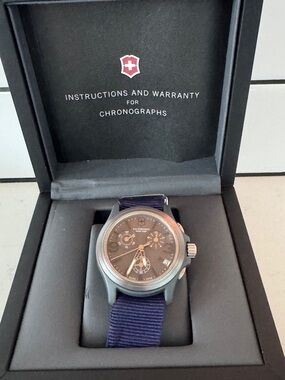 Victorinox Black Dial Chronograph with Blue Fabric Strap